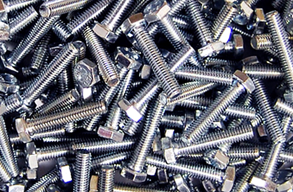 Zinc-plated hex bolts and fasteners in stock